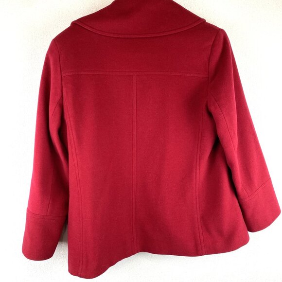 Vntg Preston & York 8P Red Wool-Blend Peacoat Double-Breasted Pocket Fully Lined - Picture 3 of 16
